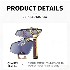 Lunettes de soleil de mode en gros, lunettes de soleil <span class=keywords><strong>fantaisie</strong></span> de créateur, sans monture, en métal, vision nocturne, verres taillés en diamant, UV400, pour unisexe, femmes et hommes - Product Image 3