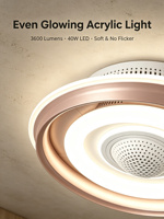 Ventilateur de plafond sans pales Yeyun avec lumière et télécommande, ventilateur LED encastré avec purificateur d'air pour chambre à coucher