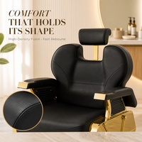 Salon-Möbel Luxuriöser Schwarz-Goldener Friseurstuhl Hydraulisch Verstellbarer Salonstuhl 360° Drehbar Hochbelastbar für Friseursalons