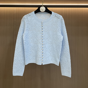 Abito Lungo Midi da Donna con Motivo Floreale Traforato, Collo Tondo, Maniche Corte, Bottoni di Perle, Patchwork e Pieghe, Stile Elegante e Raffinato - Product Image 6