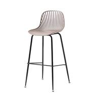 Tabouret de bar court H-393H en plastique PP vert avec base métallique pour cuisine, hauteur comptoir, fabrication usine