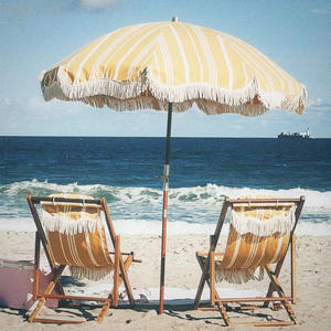 Sun Macrame <span class=keywords><strong>Algida</strong></span> Sombrilla de playa personalizada con flecos Poste de aluminio Costillas de fibra de vidrio Flecos Bali Boho Poliéster al aire libre Moderno - Product Image 1