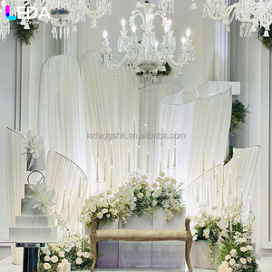 LEDA Fournitures de Décoration de Mariage Nouveauté Moderne Fond Métallique en Tulle Blanc Soie Lactée - Product Image 2