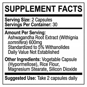 Extrait de racine d'Ashwagandha OEM ODM GMP Halal 60 capsules 600 mg par portion 5 % de Withanolides - Product Image 4