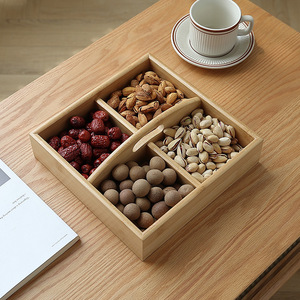 Caja rectangular de bambú para frutos secos, almacenamiento dividido para refrigerios y dulces, estilo sencillo - Product Image 2