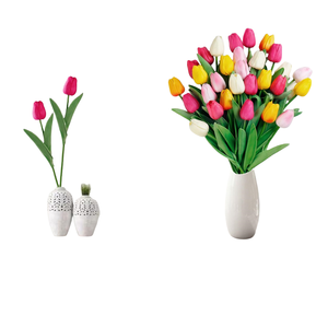 Ramo de Tulipanes Artificiales de Plástico Suave con 5 Cabezas, Tulipanes de Tacto Natural, Flores Artificiales para el Día de la Madre, Regreso a Clases, Bodas - Product Image 4