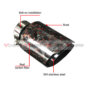 Nouvel Arrivage Embout d'Échappement Universel en Fibre de Carbone Forgée Rouge, Buse de Tuyau en Acier Inoxydable 304 - Product Image 6