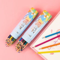 Crayons de couleur en tube de papier de 7 pouces, ensemble de crayons de couleur en plastique, cadeau mignon pour garçon, fournitures scolaires, Lapis De Cor