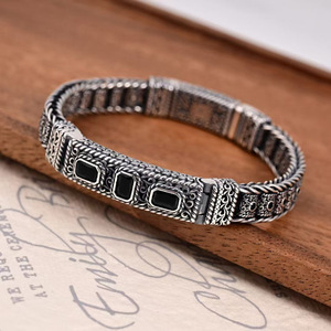Nouveau bracelet en zircon pour homme, style chinois chic, motif tressé en herbe Tang, bracelet carré, bijoux de style hip-hop - Product Image 4