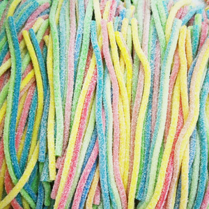 Bonbons gélifiés en forme de nouilles longues, bonbons gélifiés, saveur de fruits, sucrés, fruités, certifiés halal, en vrac, ingrédients de <span class=keywords><strong>chewing</strong></span>-<span class=keywords><strong>gum</strong></span>, <span class=keywords><strong>sucre</strong></span> - Product Image 1