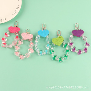 Bracelet créatif Porte-clés Pendentif Lettre Cuir Transparent Coeur Personnalisé Sac Accessoires - Product Image 4