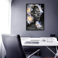 Peinture sur toile moderne de luxe en gros, élégante dame noire, art mural pour la décoration d'hôtels, villas et espaces commerciaux