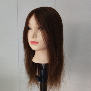 Tête <span class=keywords><strong>de</strong></span> mannequin d'entraînement en cheveux humains bruns longs et abordables pour l'école, la coiffure et le salon - Product Image 3