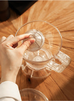 PSC 600ml 20oz Infuseur à thé magique écologique, ensemble de théière de luxe en plastique facile à nettoyer avec base en PC, pour le thé de l'après-midi