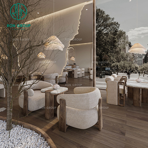 Ensemble de meubles de table et de chaises de style nordique <span class=keywords><strong>australien</strong></span>, moderne, carré, en marbre, avec revêtement en tissu, pour salon de thé, <span class=keywords><strong>café</strong></span>, restaurant - Product Image 2