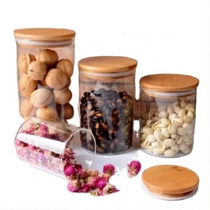 2024 New Arrival 8oz 10oz 15oz Transparent Food <b>Spice</b> Glass <b>Jar</b> Wooden Lid Container Storage <b>Jars</b> With Bamboo Lid - Product Image 4