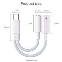 Verbesserte Version Weißer Universeller USB-C zu 3,5mm Audio-Ladeadapter Geflochtener Schnelllade-Konverter für Handy Tablet Laptop