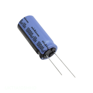 Condensador de canal del fabricante CAP ALUM 10000UF 20% 10V RADIAL UKT1A103MHD 10000 uF de montaje a través de orificio - Product Image 1