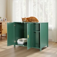 Armoire de toilette pour animaux de compagnie multifonctionnelle vert foncé moderne à double porte avec compartiment de rangement latéral, vente en gros d'usine