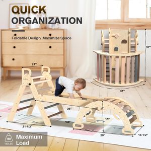 Triangle ensemble 7in1 pliable bébé escalade jouets en <span class=keywords><strong>bois</strong></span> Montessori enfants escalade ensemble avec arc et rampe et échelle bébé enfants meubles - Product Image 6
