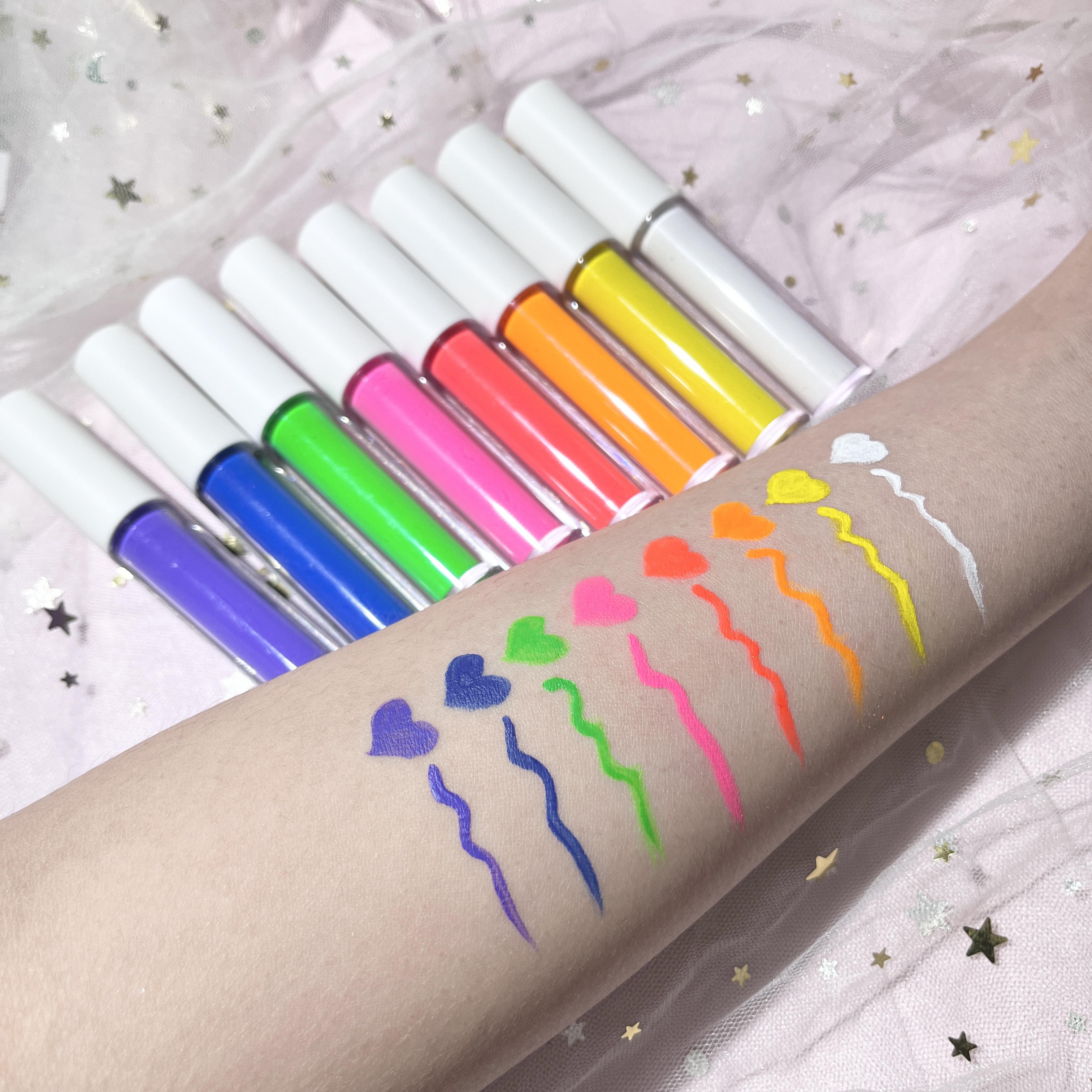 Долговечная лучшая водостойкая высокопигментная Радужная неоновая цветная жидкая подводка для глаз