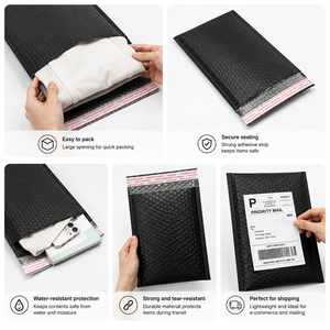 Enveloppes à bulles co-extrudées noires en gros, épaisses, antichoc, auto-adhésives, rembourrées en mousse pour l'emballage d'expédition - Product Image 3