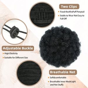 Extensión de Cola de Caballo Afro Puff con Cordón, Sintética, para Mujeres Negras, Fibra de Alta Temperatura, Cola de Caballo Rizada, Marca Amygril - Product Image 3