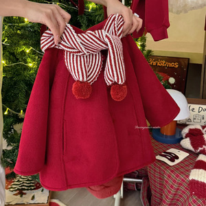 Tongxingyuan Girls Woolen Hooded <b>Coat</b> Thickening Windproof Christmas Winter <b>Cape</b> Outwear - Product Image 3