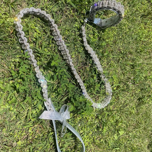 Venta al por mayor de diamantes de imitación de cuerda de cuero CRYSTAL BRAID <span class=keywords><strong>Pet</strong></span> LEASH SET <span class=keywords><strong>Collar</strong></span> de perro de lujo con hebilla de metal - Product Image 3