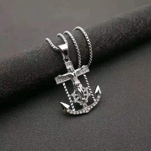 Anchor <b>Cross</b> Pendant Zinc Alloy Micro Insert Necklace Gift Themed Pendants YS052 - Product Image 2