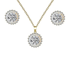 Parure de bijoux pour femme en zircon, collier et boucles d'oreilles, sertissage clos, bijoux de soirée, ton or, parure de bijoux raffinée - Product Image 5