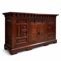 Petit buffet en bois avec armoires de rangement et tiroirs, buffet rustique sculpté pour salle à manger, salon