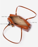 Sac à bandoulière polyvalent en cuir véritable vintage pour femme, sac de bowling sous le bras en cuir de vachette pleine fleur tanné végétal