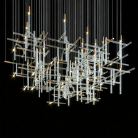 Lustre créatif en tubes de verre transparents, luminaire suspendu pour escalier d'hôtel, idéal pour les projets de villas et d'hôtels, lampe de plafond