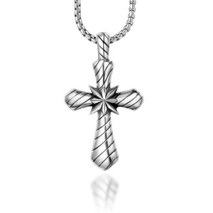 Stainless Steel <b>Cross</b> Pendant Necklace Geometric Design Men's Jewelry Gift SP735 - Product Image 1