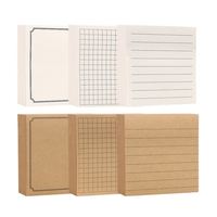 6 blocs de notes autocollantes en papier kraft personnalisé, 3x3 pouces, lignes et grilles vierges, pour le bureau, l'école et la maison
