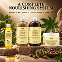 Ensemble de soins capillaires à l'huile de ricin noire jamaïcaine en marque propre avec shampoing, après-shampoing, crème sans rinçage et sérum pour cheveux secs et texturés