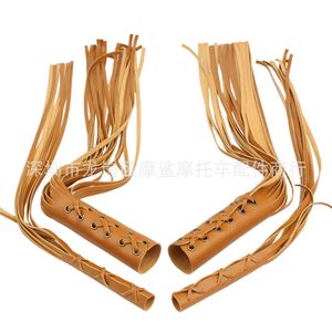 Moshark - Borlas para Manillar de Motocicleta, Cuero Negro, Estilo Retro, Accesorios Decorativos para Motocicletas Harley Davidson - Product Image 2