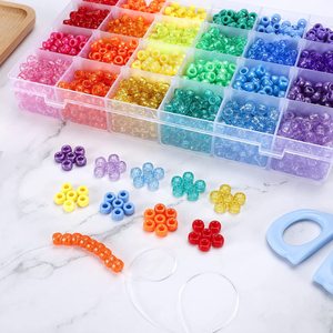 Perles miniatures en acrylique rondes, 2880 pièces, pour la fabrication de bijoux DIY pour enfants, ensemble de couleurs arc-en-ciel - Product Image 4