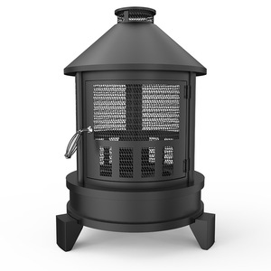 Outdoor Fire Pit With Mesh Door Wood Burning Patio Heater For Garden Backyard BBQ - Product Image 2