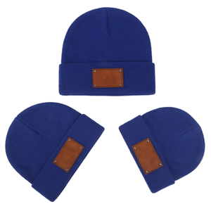 2024 unisexe personnalisé bébé enfant adulte hiver à revers tricot chapeaux imprimé grande étiquette en cuir vierge bonnets casquettes chaudes avec <span class=keywords><strong>18</strong></span> couleurs - Product Image 6