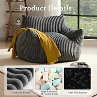 Fauteuil Poire pour Adultes avec Accoudoirs - Grand Pouf Confortable Gris pour Salon, Canapé de Sol Relaxant, Chaise d'Appoint