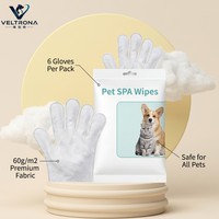 Lingettes-gants nettoyantes pour animaux de compagnie, sans rinçage, hypoallergéniques, sans parfum, sans danger pour la léchage, lot de 6, portables pour le toilettage