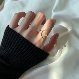 Anillo Abierto de Cristal con Estrella y Luna para Mujer, Estilo <span class=keywords><strong>Instagram</strong></span>, Chapado, Anillo de Dedo Índice de Diseño, Éxito de Ventas Transfronterizo - Product Image 1