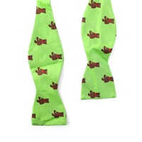 En gros Nœud papillon en soie Prasinous tissé sur mesure pour hommes, personnalisé, marron, vert, style jouet mignon et doux, à nouer soi-même