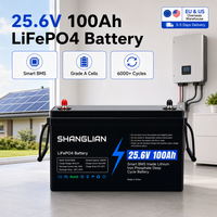 Batteries LiFePO4 Lithium-Ion 25,6V 100Ah en stock UE, 200Ah, 300Ah, 5kWh pour panneaux solaires domestiques, batteries rechargeables 24V de qualité RV Marine