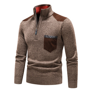 <strong>Men's</strong> Stand-up Collar <strong>Pullover</strong> Sweater with Fleece Lining <strong>for</strong> Autumn and Winter <strong>Men's</strong> Patchwork <strong>Pullover</strong> - Product Image 6