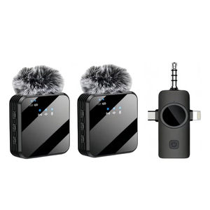 Wireless <b>Microphone</b> Connector 3 in 1 Hands Free Reporting Wireless Lapel <b>Microphone</b> <b>for</b> Mobile Phone Street Interview - Product Image 1