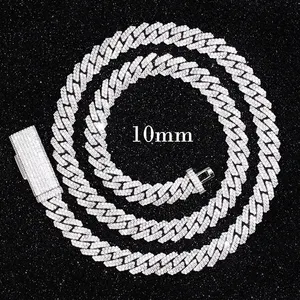 Rts 2 Rows Cuban Link Chain With GRA Vvs Diamond Moissanite 925 Silver 8 Mm To 20 Mm Wide For Rapper Hiphop Jewelry