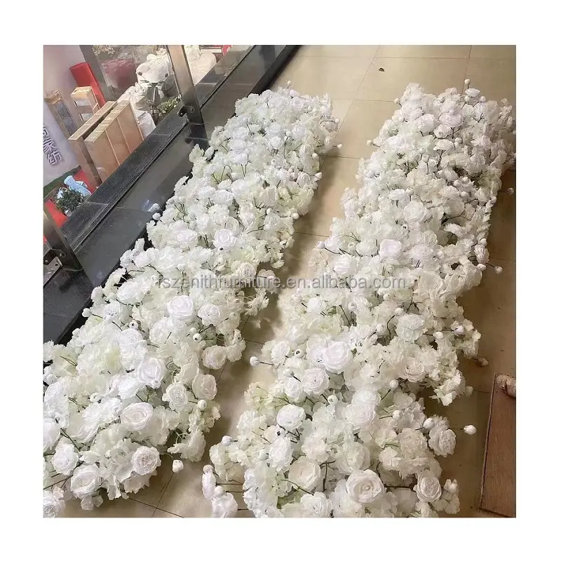 웨딩 centerpieces 꽃 장식 흰색 인공 테이블 꽃 러너